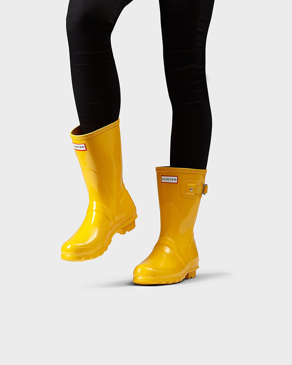 Hunter Original Gloss Short Rain Boots - Outlet Store Womens Yellow - UBNYHV578